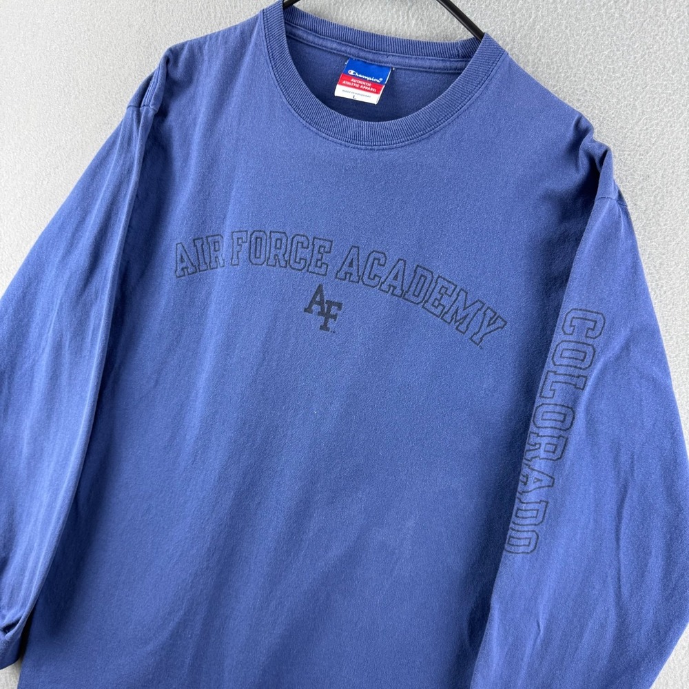 USAFA Air Force Academy Shirt Mens Large Long Sleeve Champion Cotton Tee Y2K VTG